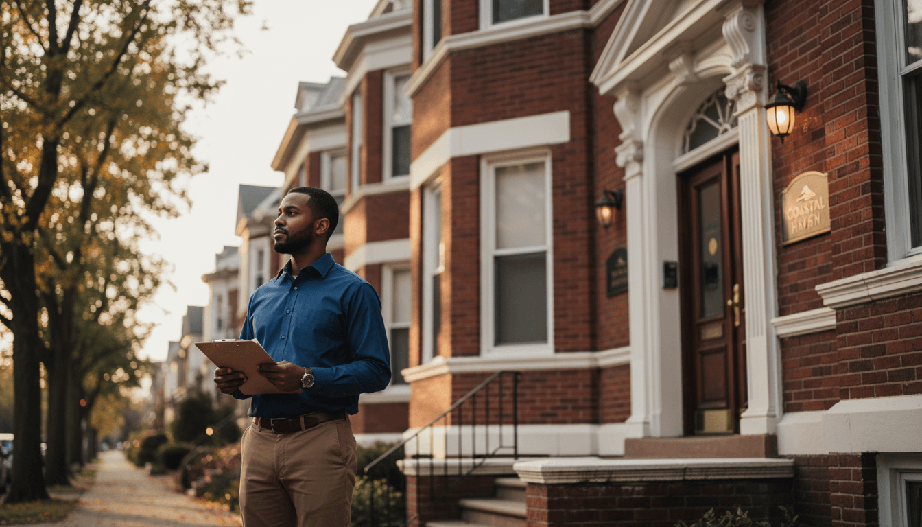 Antoine Jackson, property manager, reviewing a residential rental property in Providence